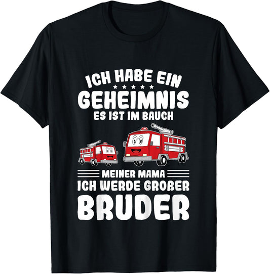 Lustiges Feuerwehrauto Ich Werde Großer Bruder T-Shirt - T-Shirt | Black