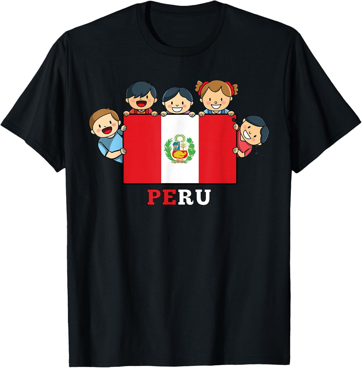 Kids Peru Flag Hispanic Heritage Month Peruvian T-Shirt - T-Shirt | Black