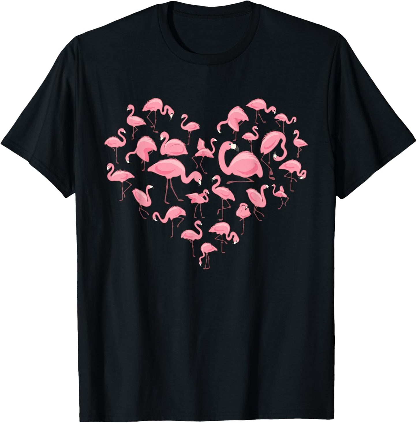 Flamingo Girls Kids Heart Cute Flamingo T-Shirt - T-Shirt | Black
