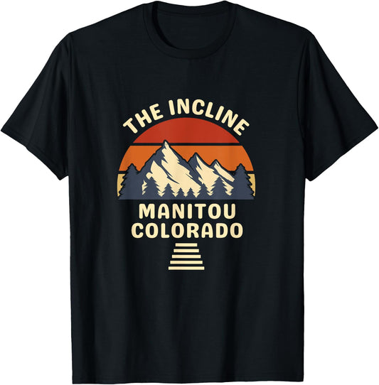 Manitou Colorado The Incline Hike Retro Sunset Mountains T-Shirt - T-Shirt | Black