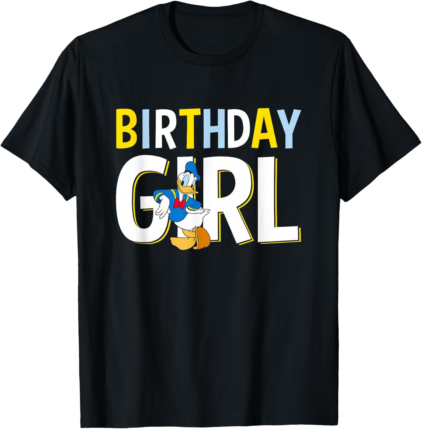 Disney Mickey and Friends Birthday Girl Vintage Donald Duck T-Shirt - T-Shirt | Black
