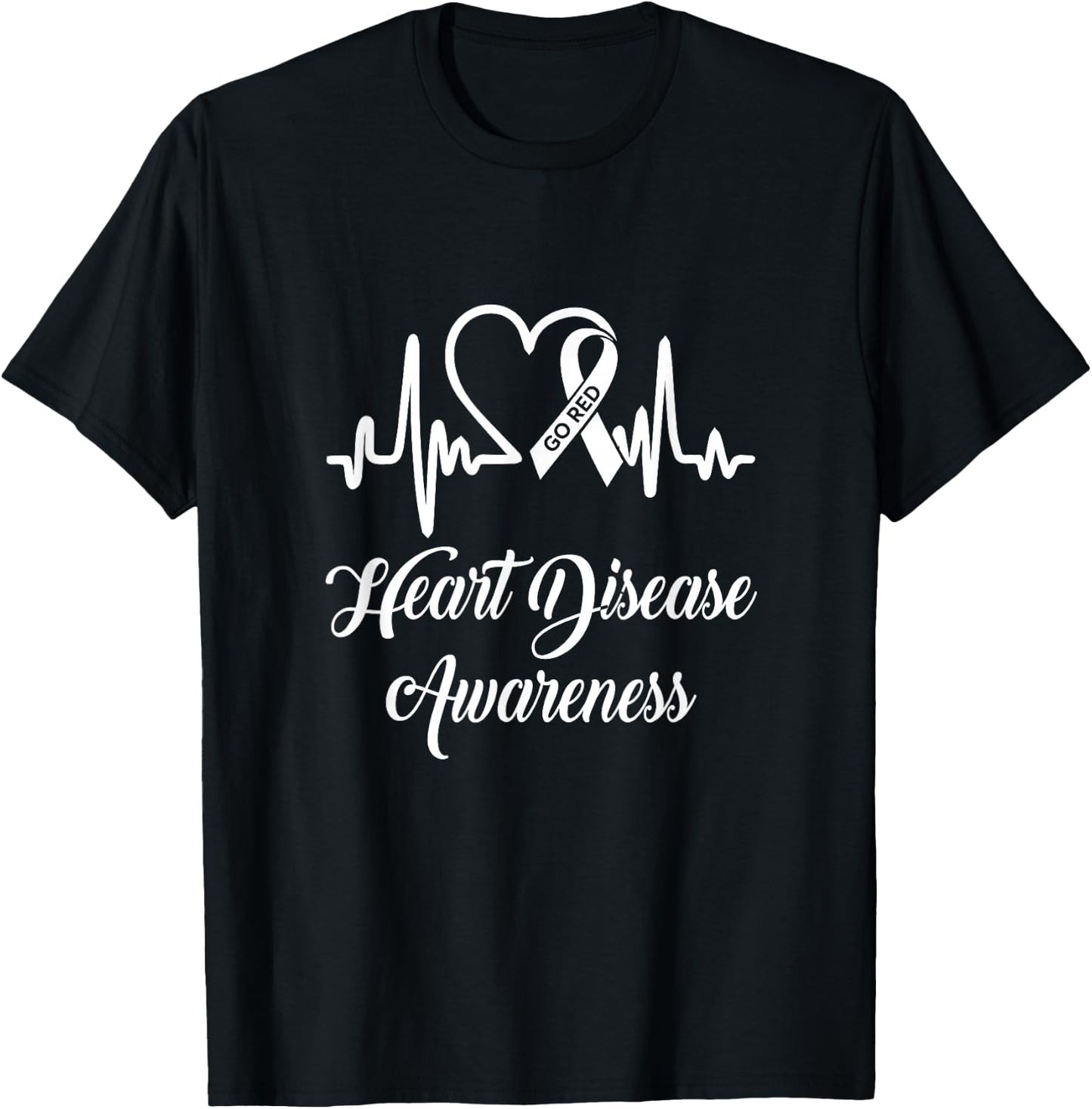 Heart Disease Awareness We Wear Red In February Go Red T-Shirt - T-Shirt | Black