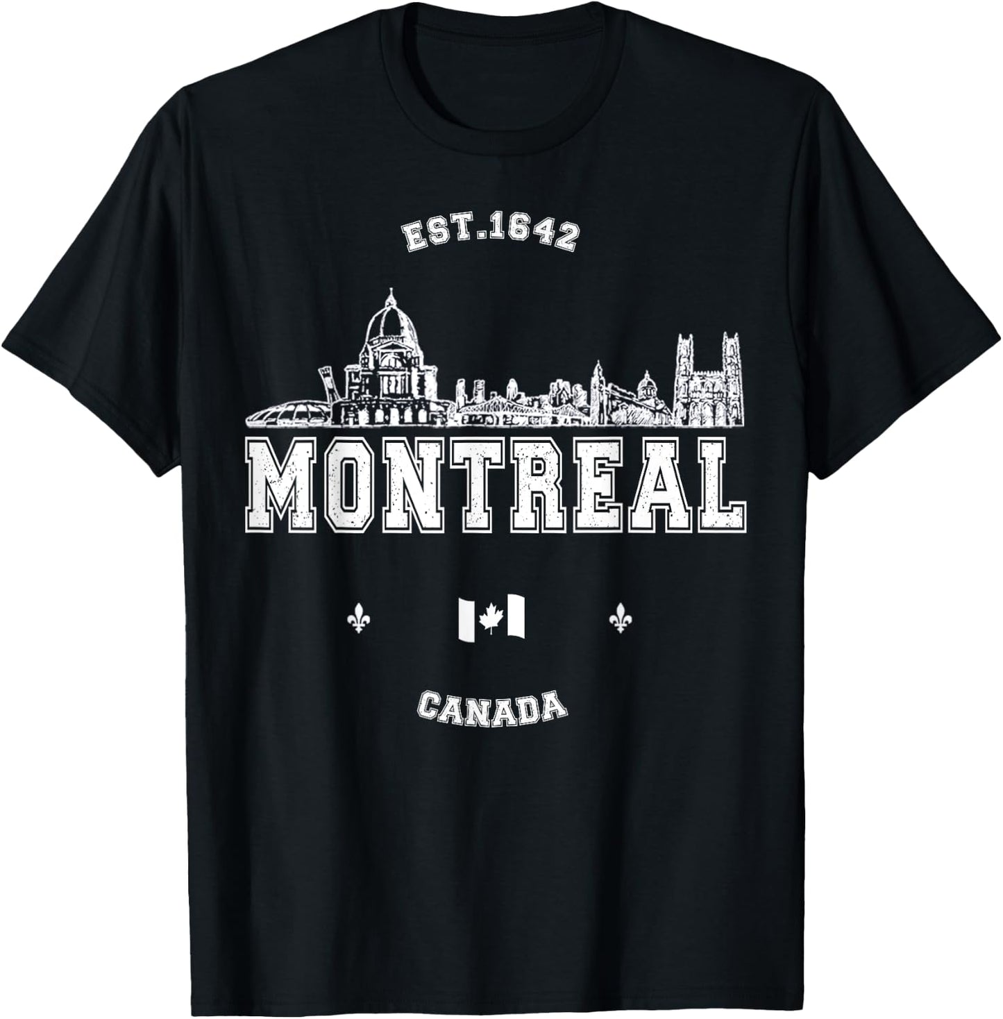 Montreal Skyline Canada Travel , Red, S T-Shirt - T-Shirt | Black