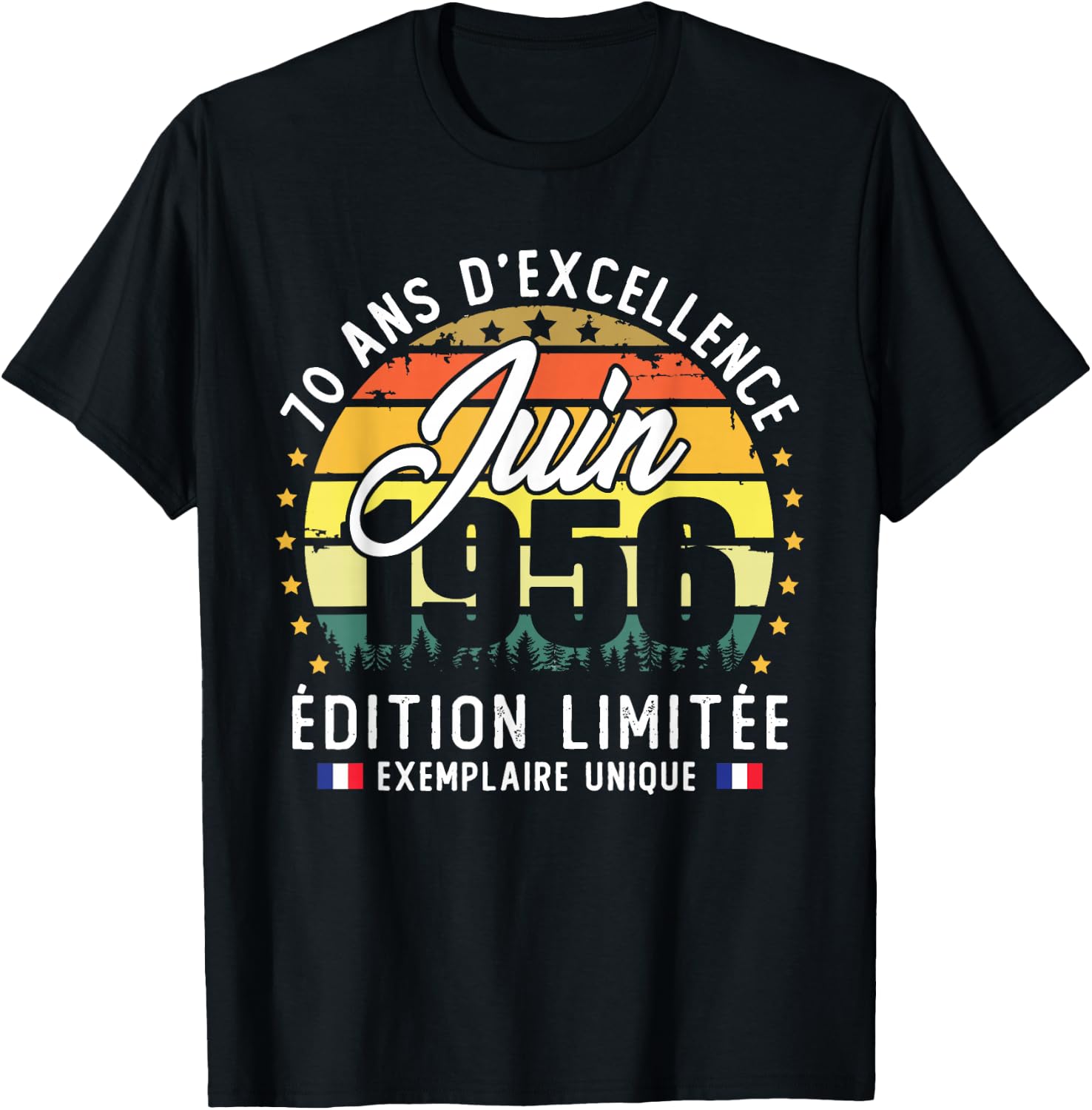 Vintage Juin 1956 Cadeau d'anniversaire 70 Ans Hommes Femmes T-Shirt - T-Shirt | Black