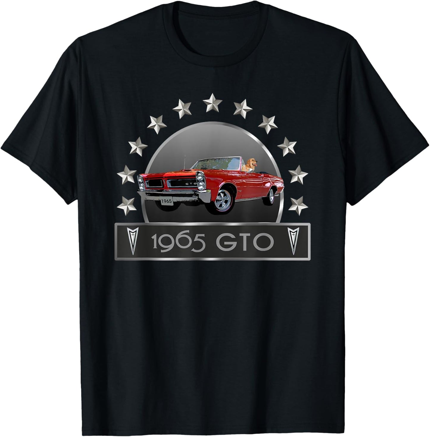 Vintage 1965 Gto Convertible, Classic American Muscle Cars T-Shirt - T-Shirt | Black