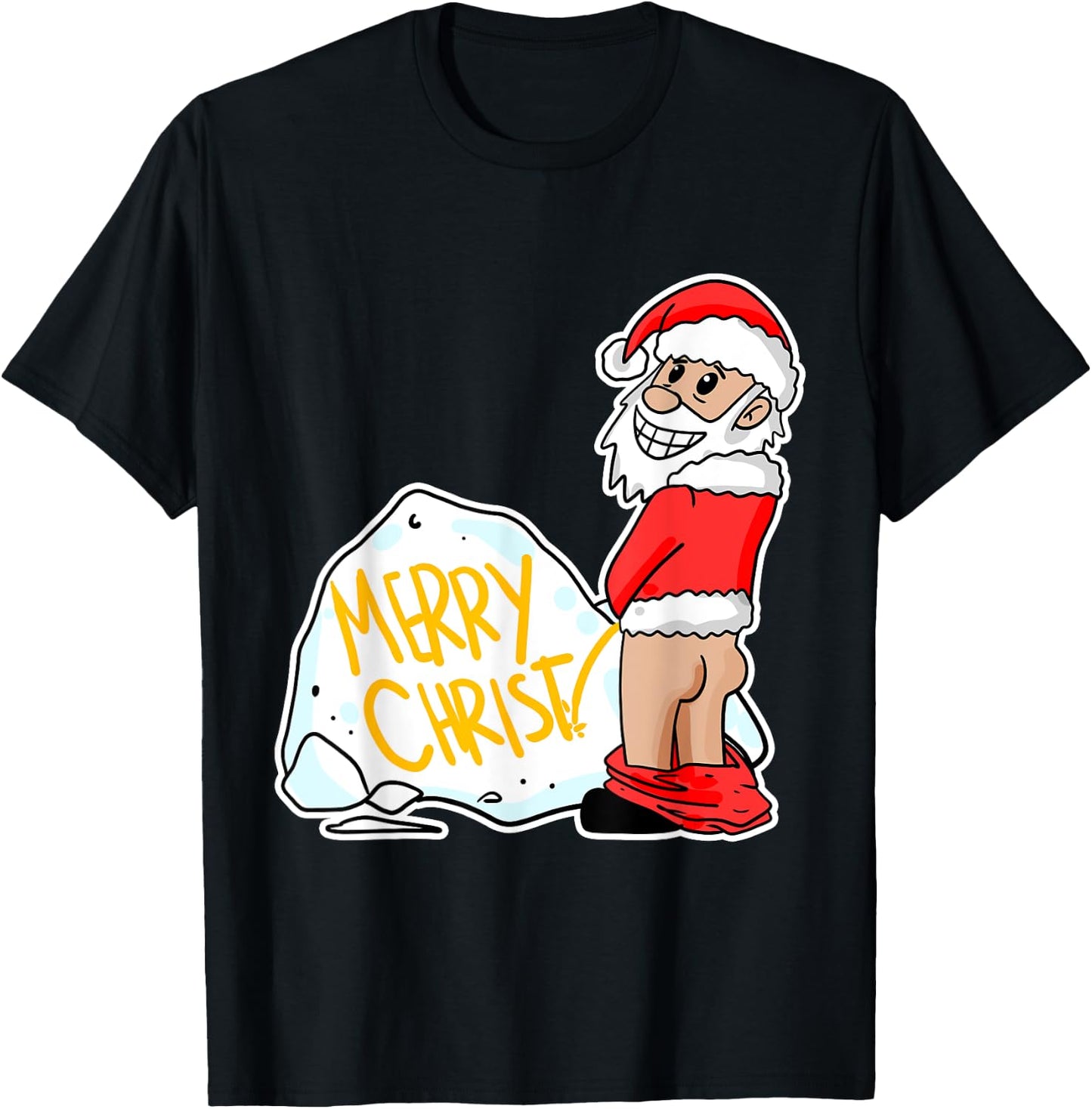 Funny pee Santa illustration T-Shirt - T-Shirt | Black