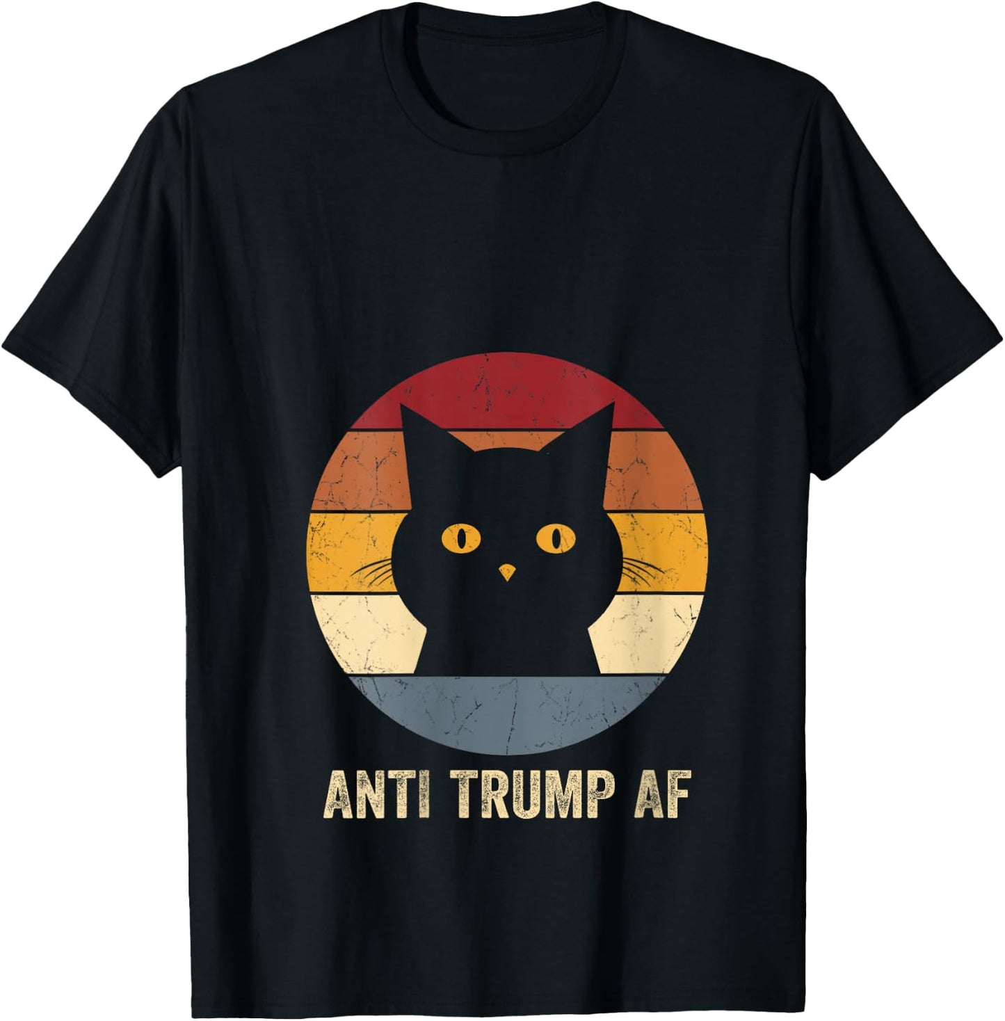 Anti Trump AF Retro Funny Anti Trump Cat V-Neck T-Shirt - T-Shirt | Black