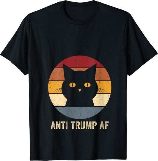 Anti Trump AF Retro Funny Anti Trump Cat V-Neck T-Shirt - T-Shirt | Black
