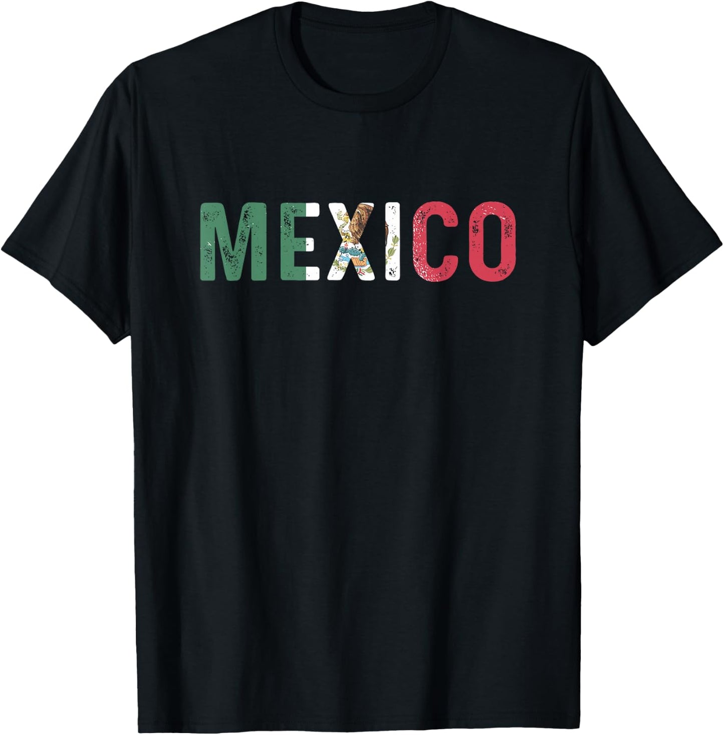 Mexico Mexican Flag Vintage T-Shirt - T-Shirt | Black