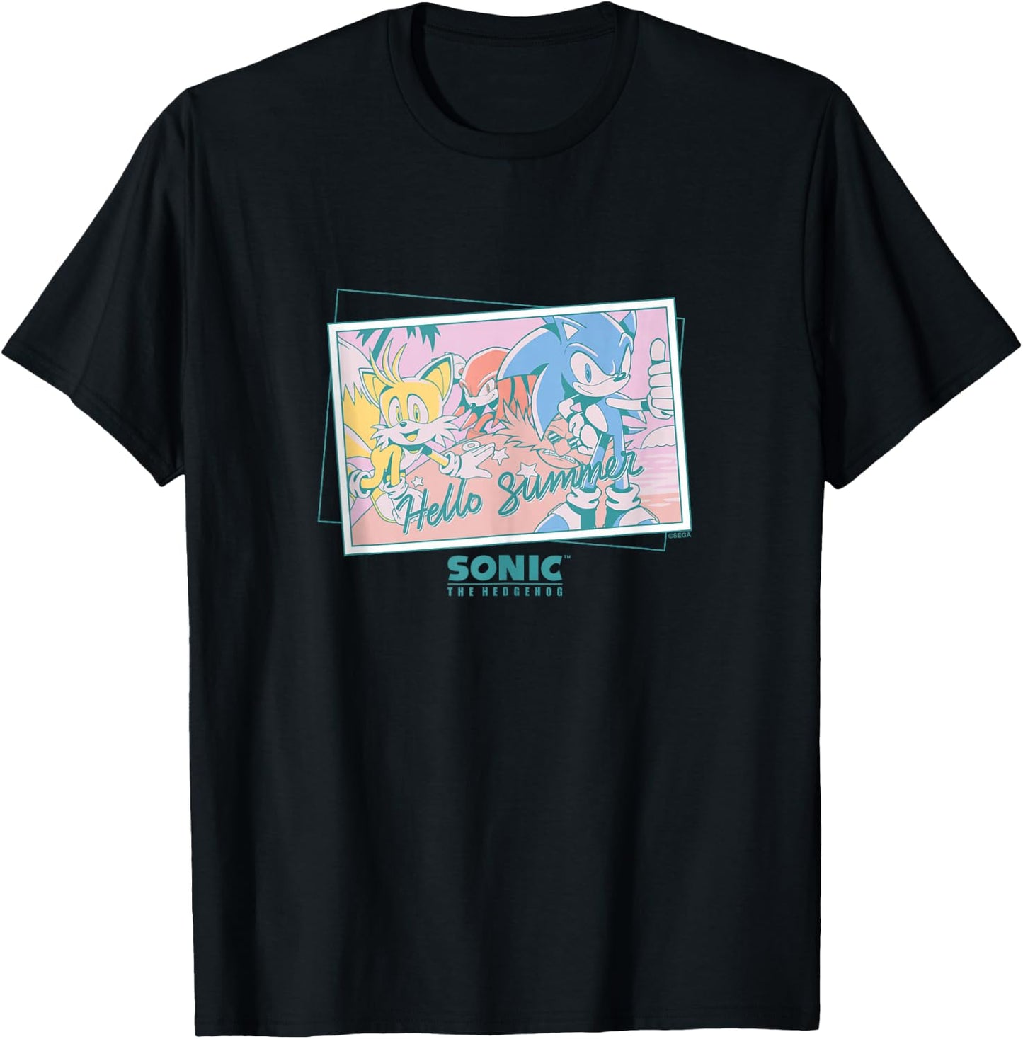 Sonic the Hedgehog - "Hello Summer" Sonic, Tails, Knuckles T-Shirt - T-Shirt | Black