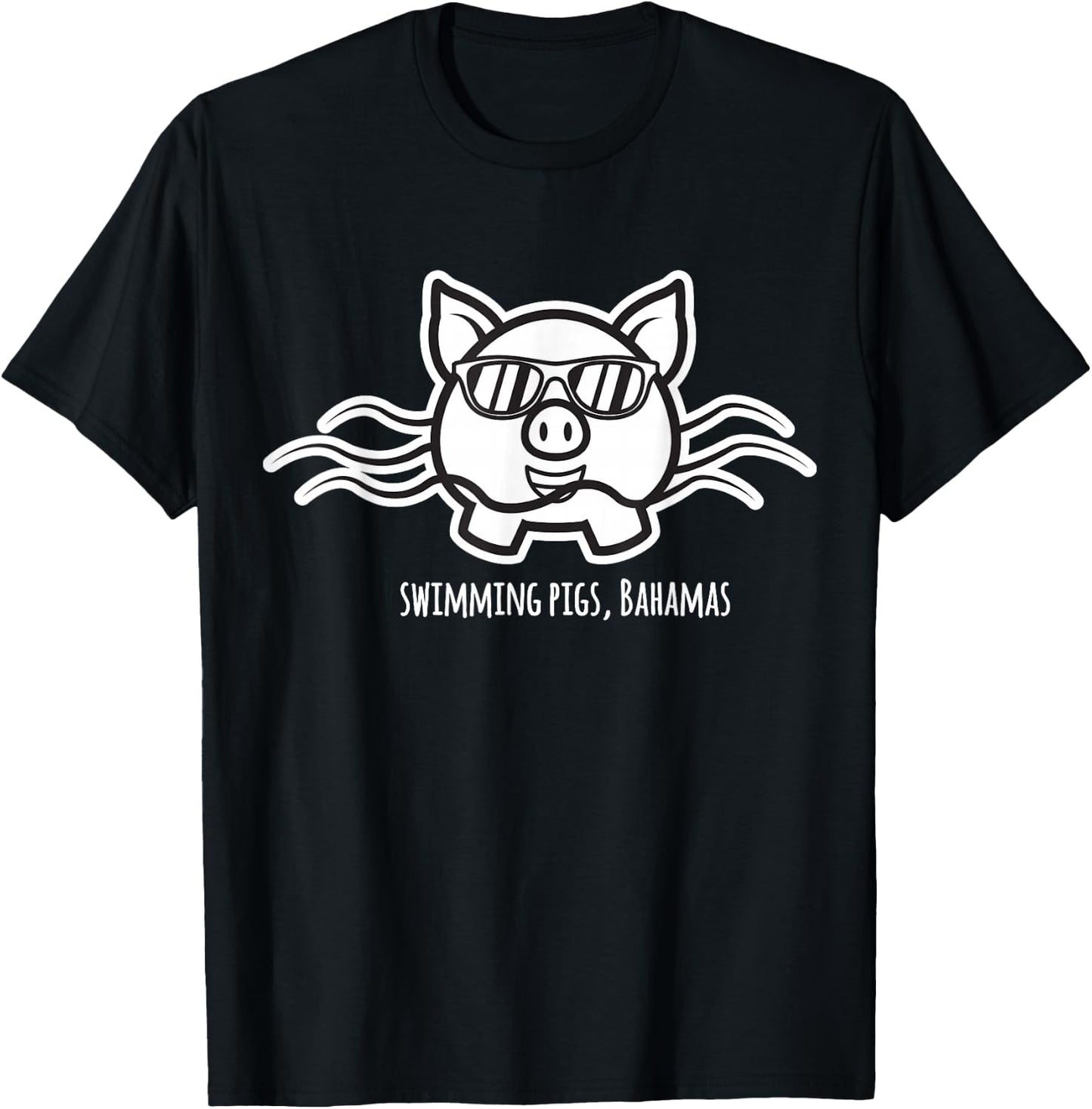 Bahamas Swimming Pigs in sunglasses T-Shirt - T-Shirt | Black
