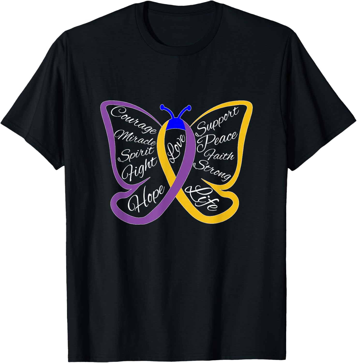 Fight Bladder Cancer Awareness Butterfly T-Shirt - T-Shirt | Black