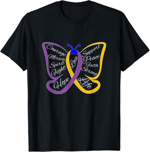 Fight Bladder Cancer Awareness Butterfly T-Shirt - T-Shirt | Black