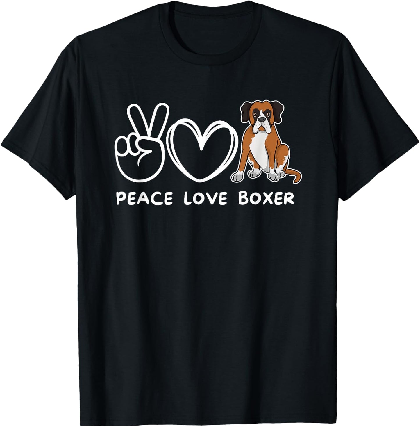 Peace, Love Boxer Dog Retro Boxer Dog Lover T-Shirt - T-Shirt | Black