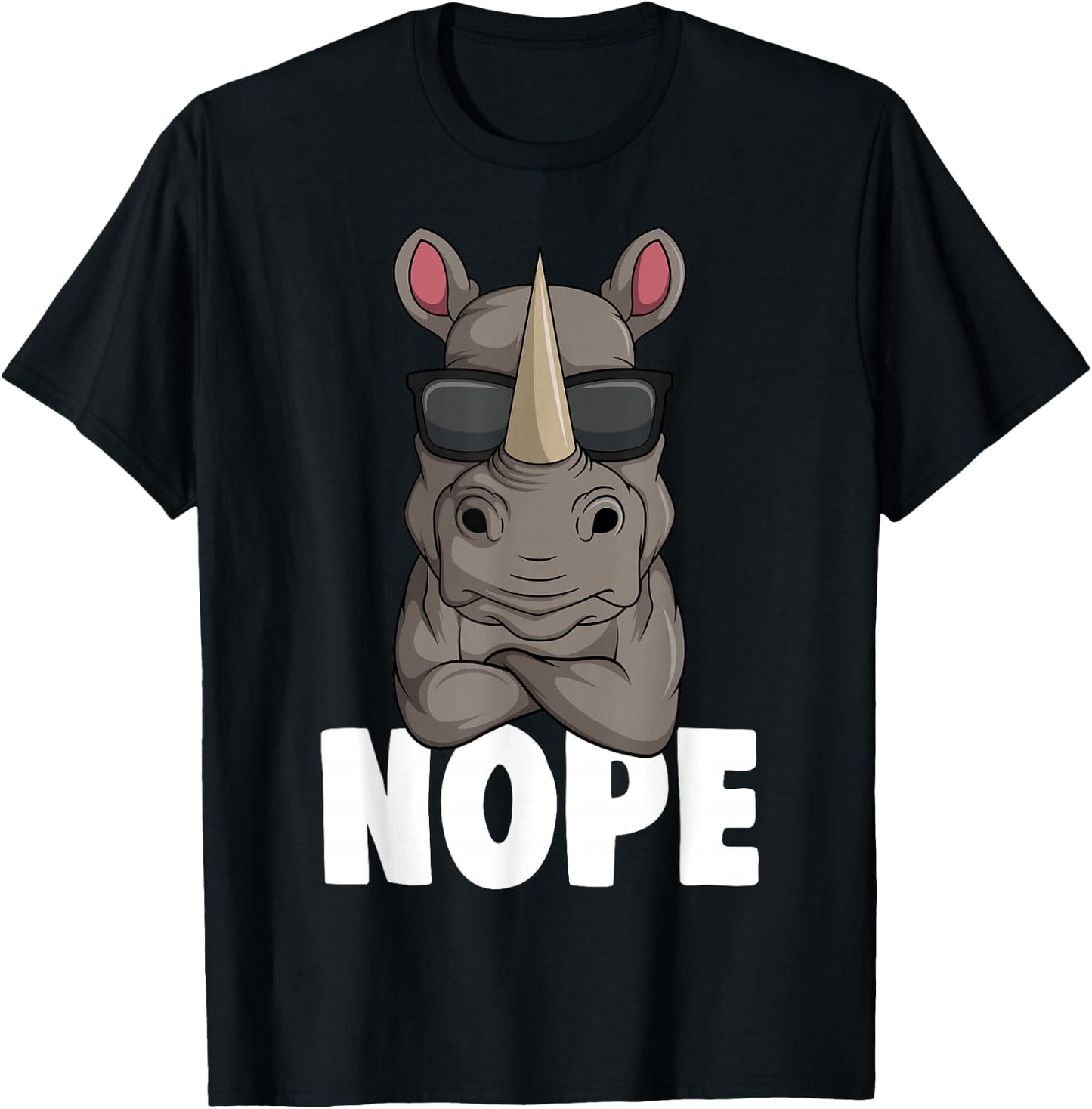 Funny Rhino Apparel & Gift Ideas -Kids, Women Classic Fit Black Cartoon Animal T-Shirt - T-Shirt | Black