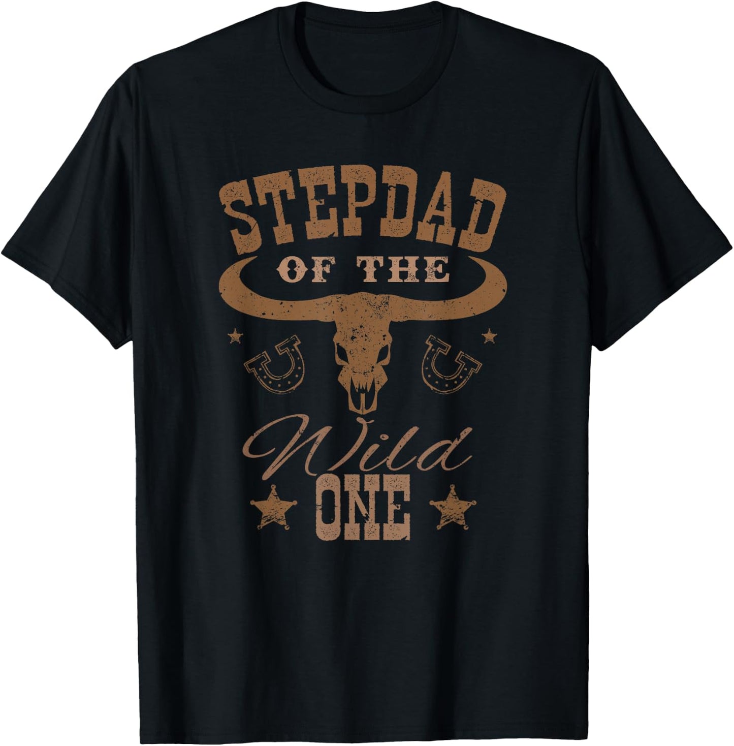 Stepdad of The Wild One Cowboy Western Rodeo Party Matching T-Shirt - T-Shirt | Black