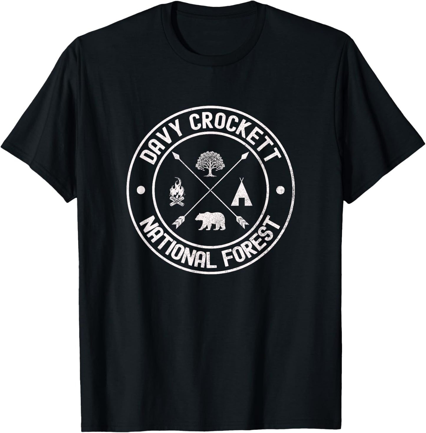 Davy Crockett National Forest Adventure Design T-Shirt - T-Shirt | Black