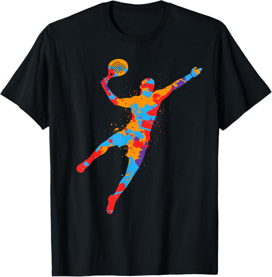 Padel Tennis Colourful Padel Player Padel Tennis Padel T-Shirt - T-Shirt | Black