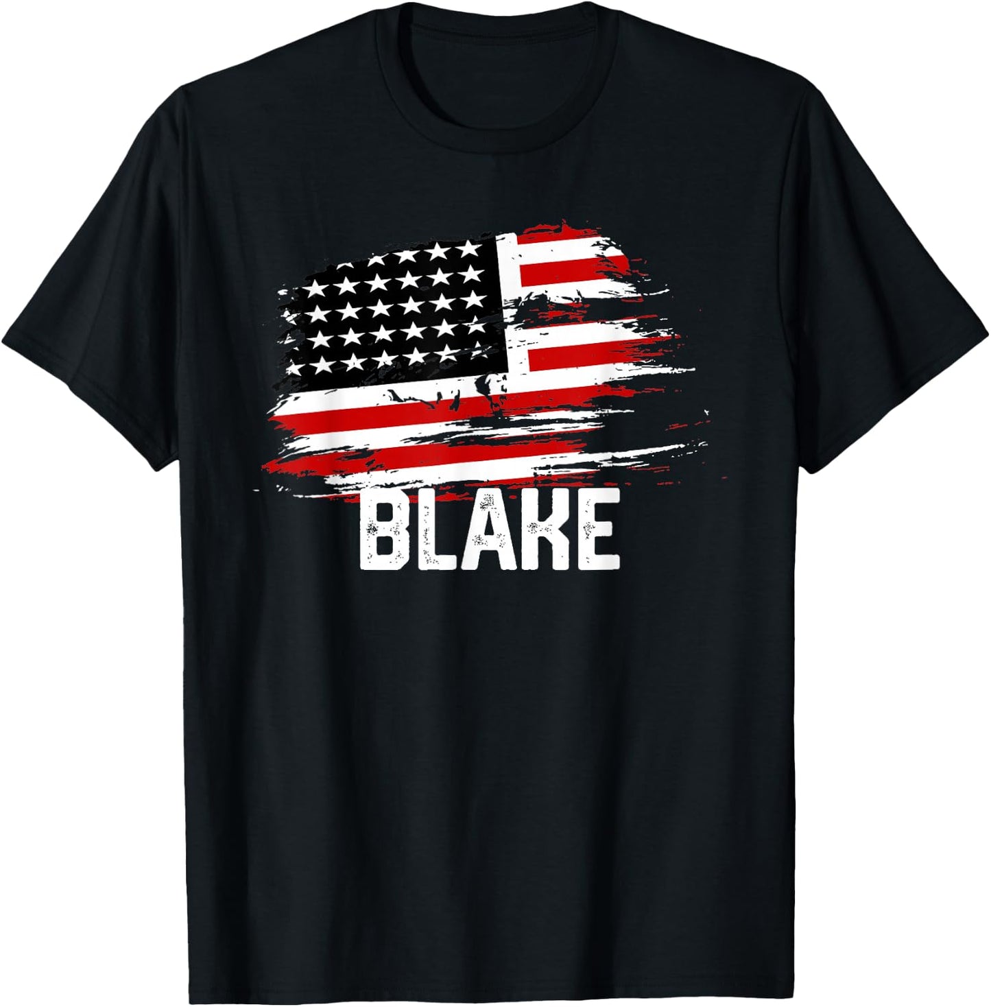 BLAKE USA Flag Personalized 4th of July BLAKE T-Shirt - T-Shirt | Black