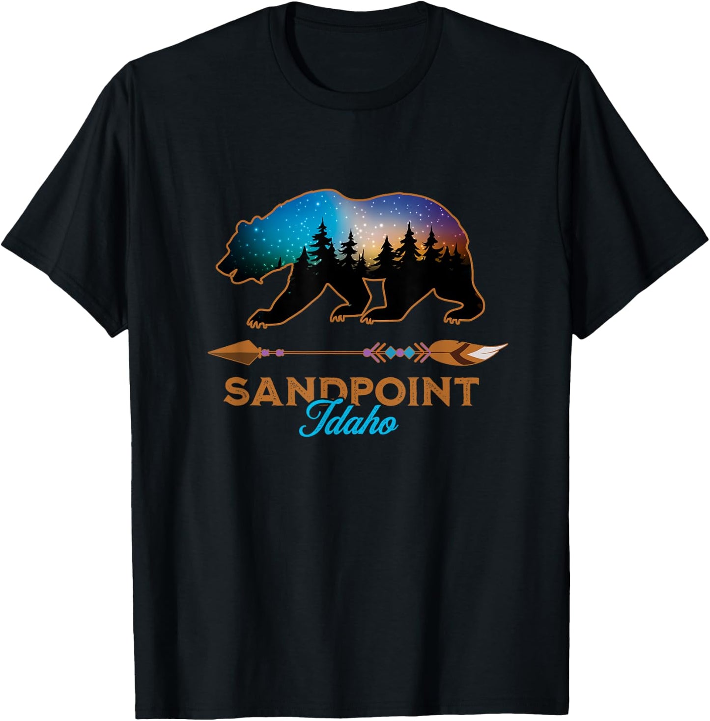 Sandpoint Idaho USA Lake Pend Orielle Vacation Souvenir T-Shirt - T-Shirt | Black