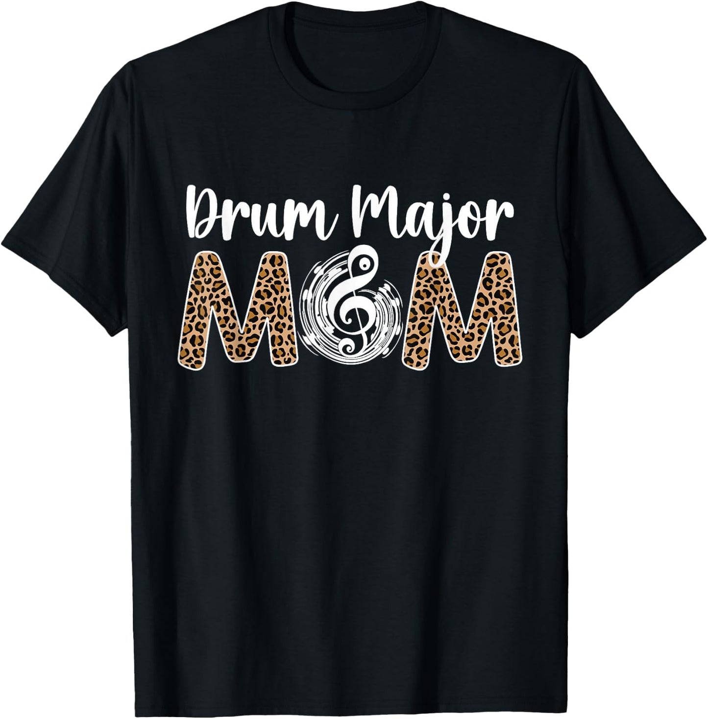 Drum Major Mom Leopard Mom Of A Drum Major Mother T-Shirt - T-Shirt | Black
