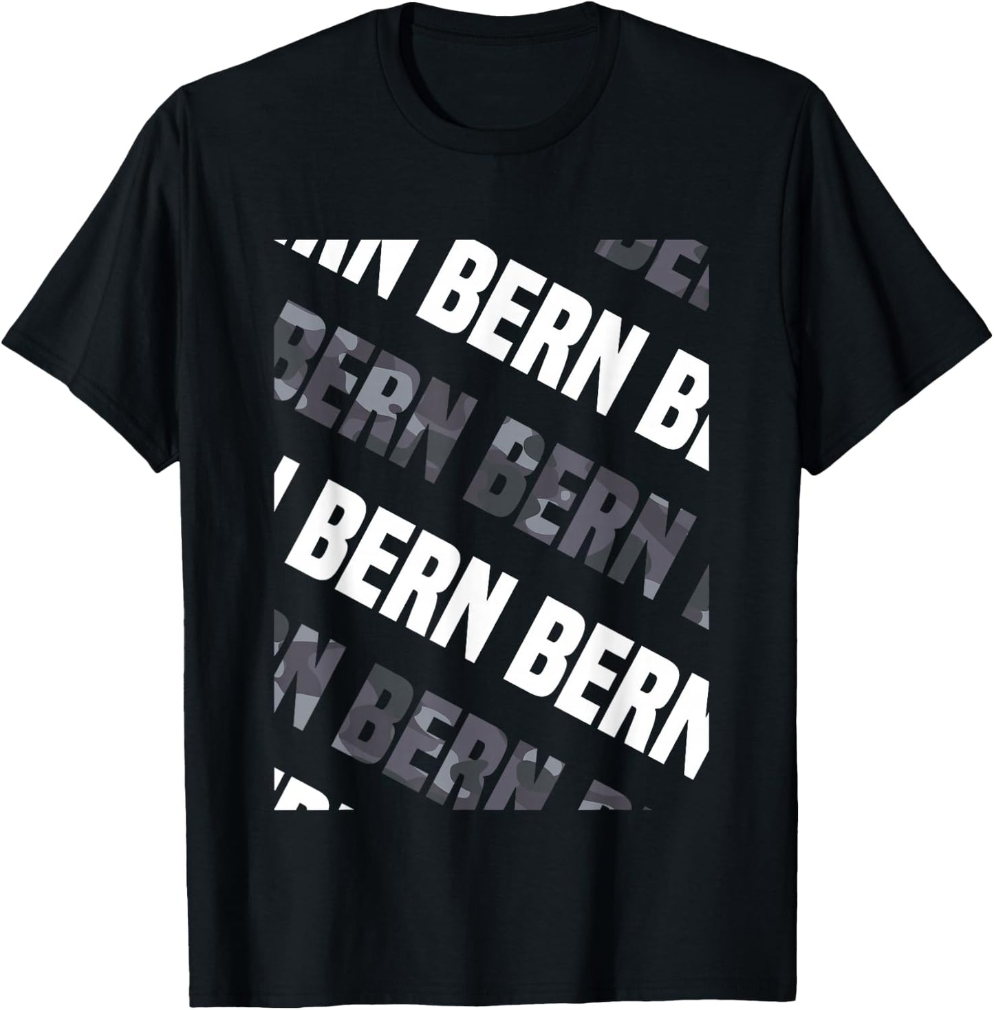Bern Camo Pattern Grey Camouflage T-Shirt - T-Shirt | Black