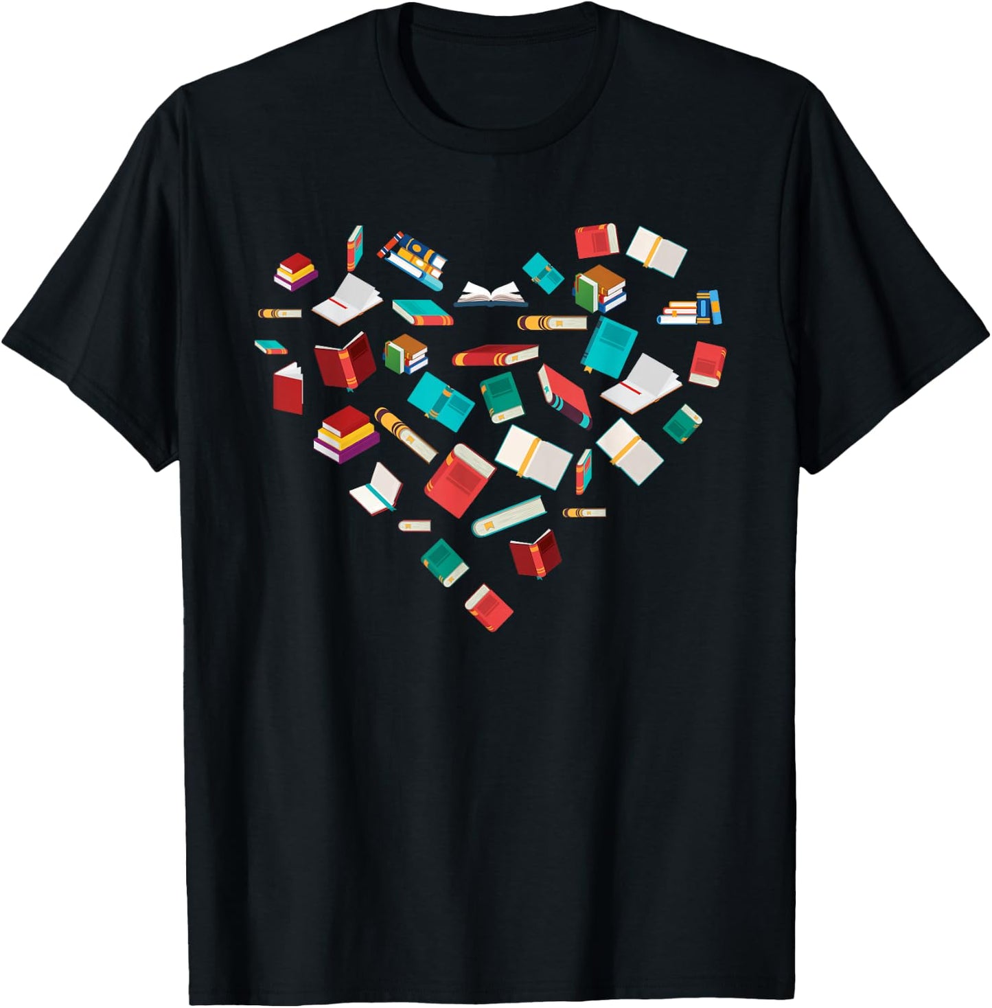 Library Books Heart Bookworm Valentines Day Gift Reading T-Shirt - T-Shirt | Black