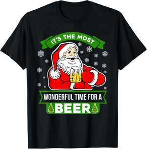 It's The Most Wonderful Time For A Beer SANTA Christmas T-Shirt - T-Shirt | Black