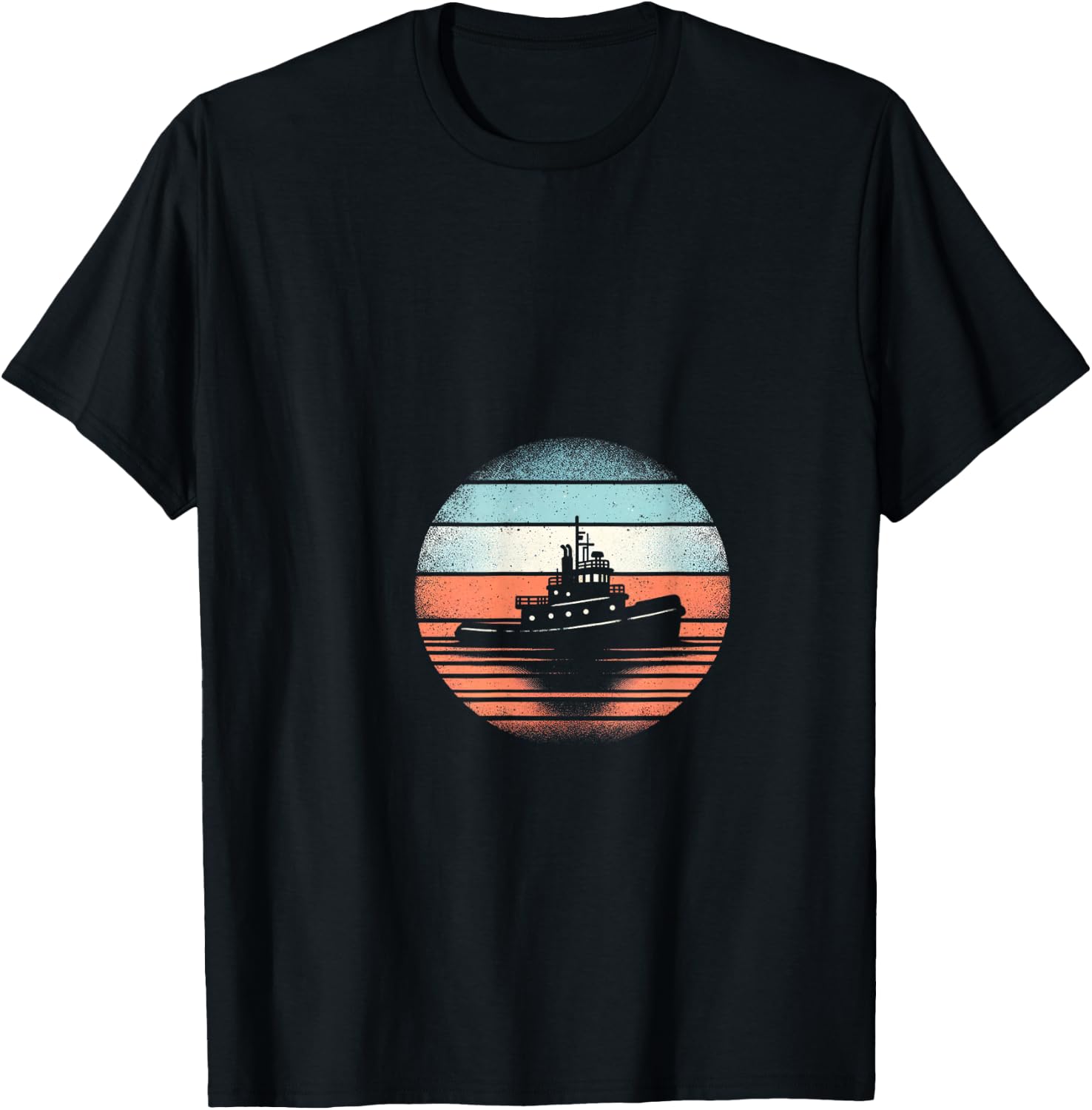 Bateau remorqueur vintage au coucher du soleil T-Shirt - T-Shirt | Black