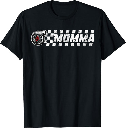 Birthday Party Matching Family Pit Crew Race Car Momma T-Shirt - T-Shirt | Black