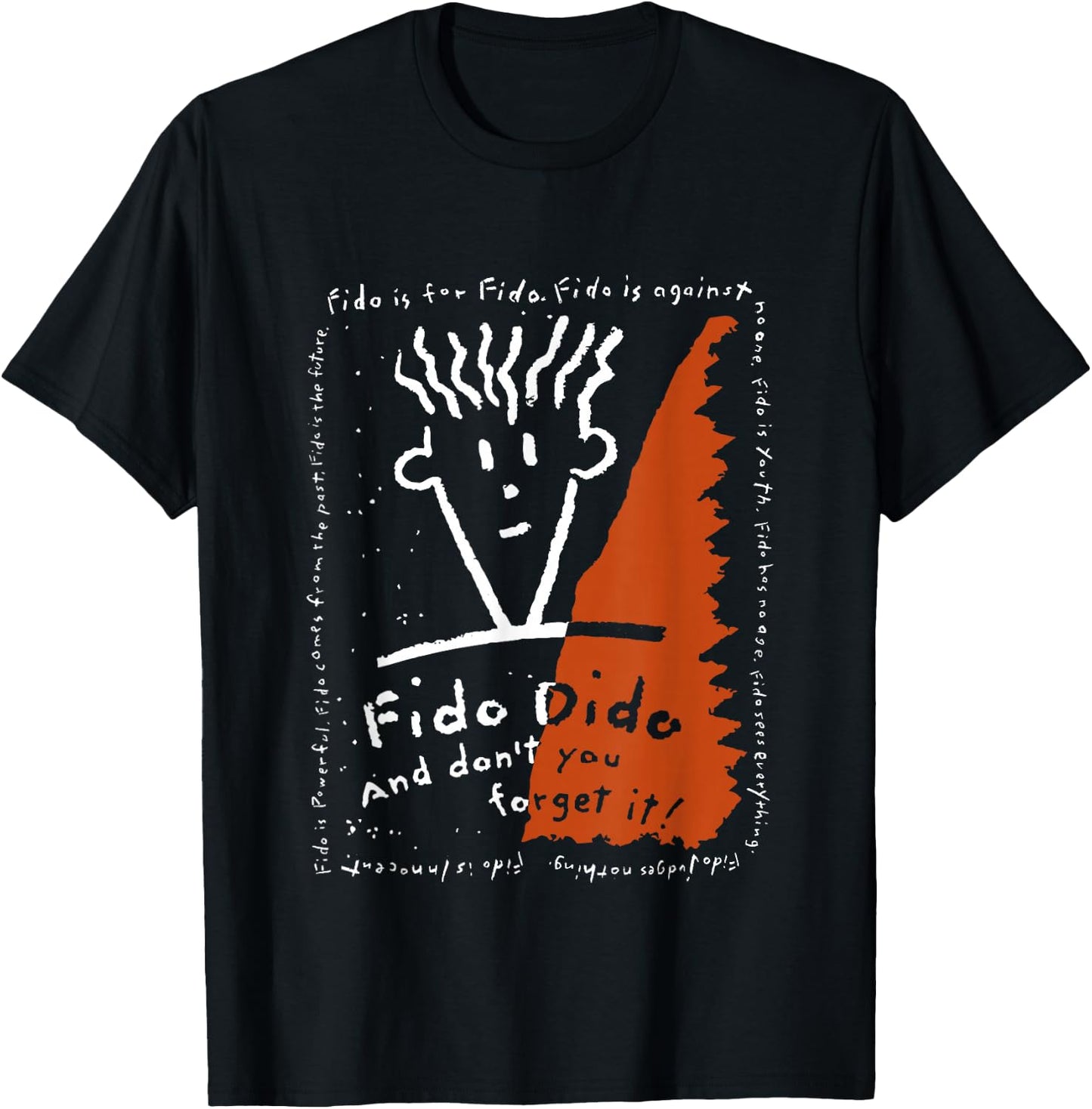 Fido Dido Textrahmen, Weiß / Orange T-Shirt - T-Shirt | Black
