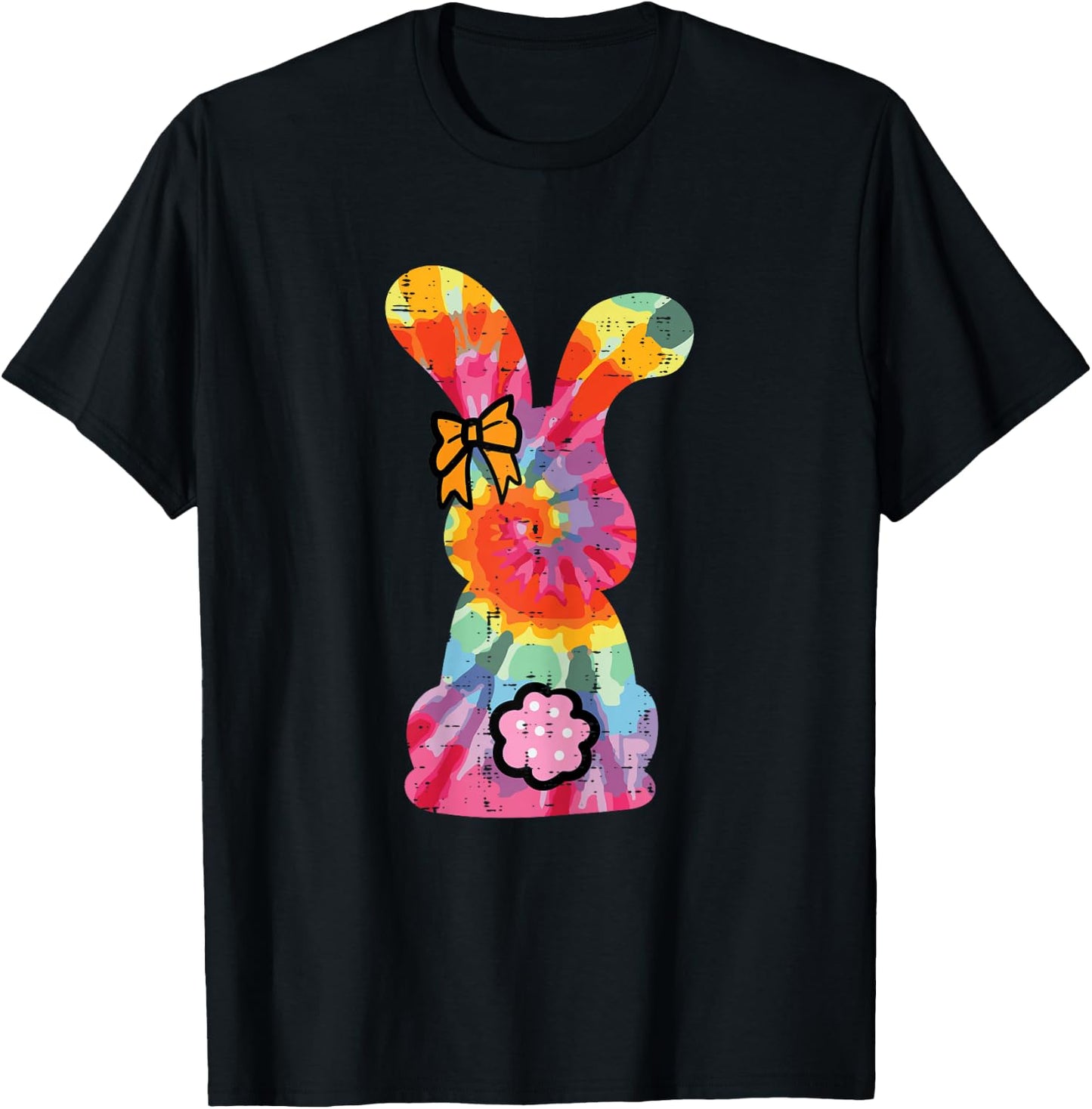 Easter Bunny Tie Dye Hippie Women Girls Kids Toddler Teens T-Shirt - T-Shirt | Black