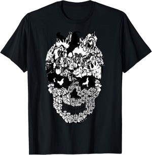 Matching Family chicken Skull Costume Halloween funny 2022 T-Shirt - T-Shirt | Black