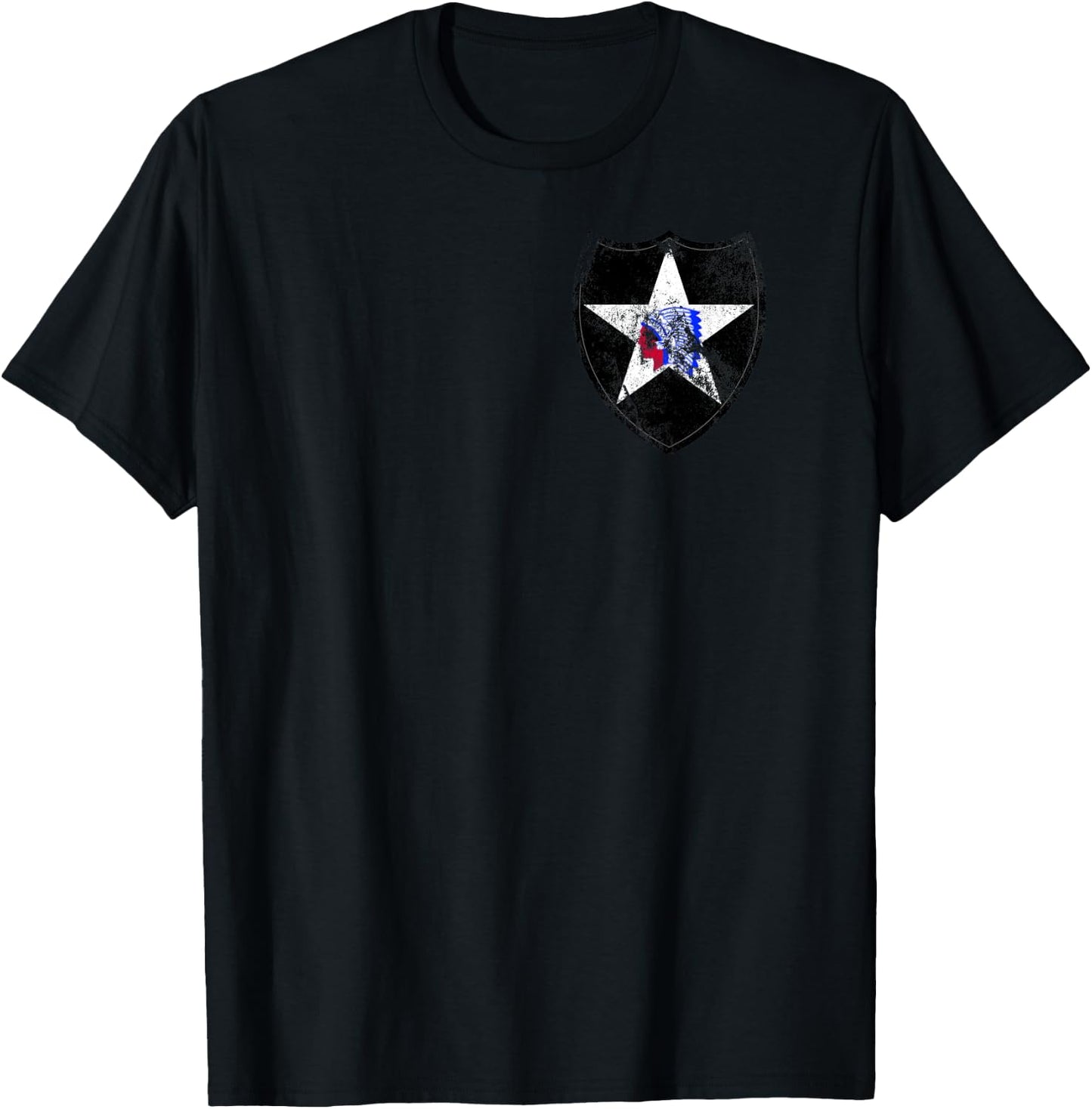 2nd Infantry Division Patch - 2nd ID Distressed Vintage Look T-Shirt - T-Shirt | Black