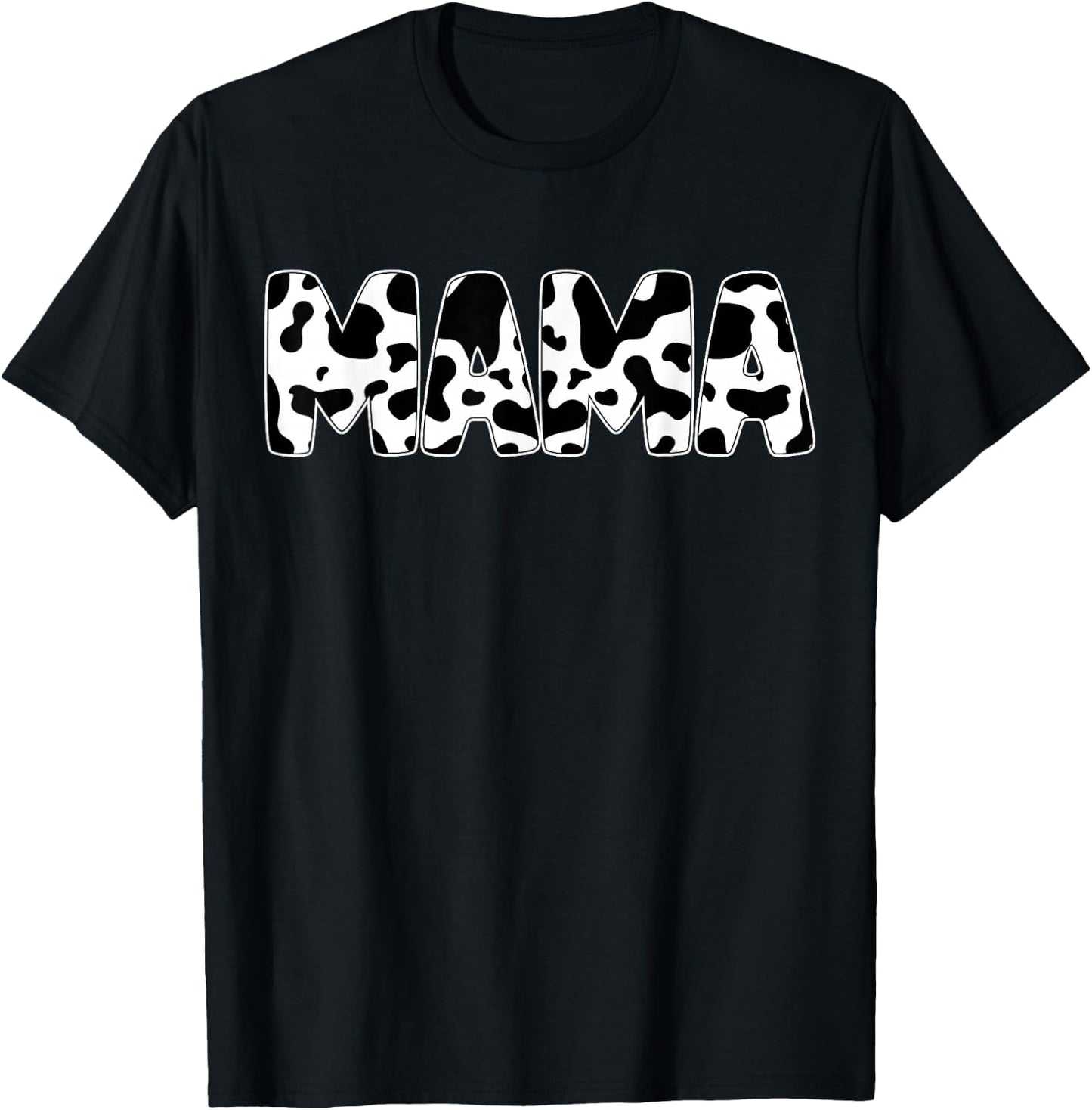 Mama Cow Print Cow Pattern Mother's Day T-Shirt - T-Shirt | Black