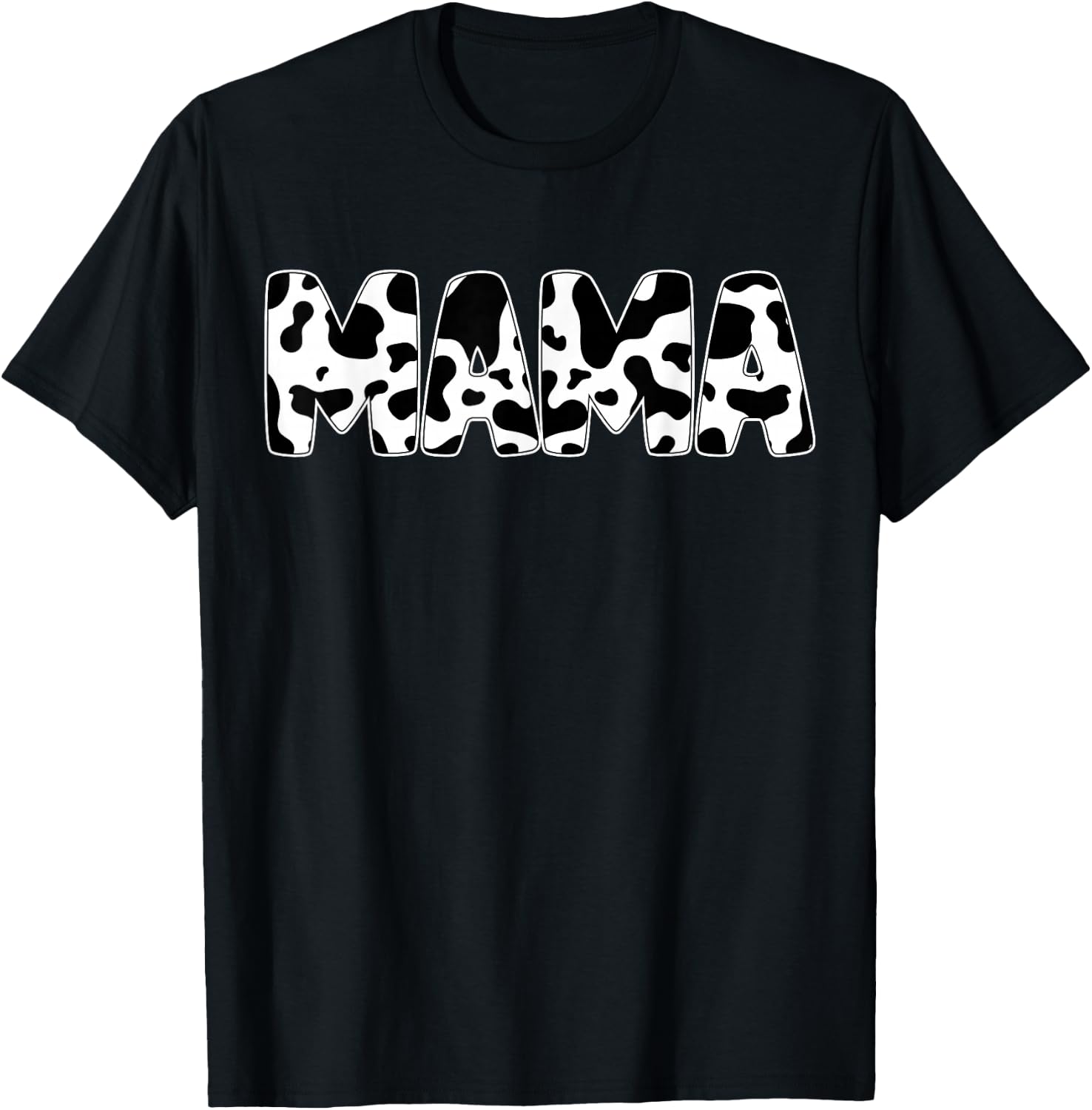Mama Cow Print Cow Pattern Mother's Day T-Shirt - T-Shirt | Black