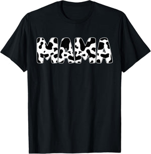 Mama Cow Print Cow Pattern Mother's Day T-Shirt - T-Shirt | Black
