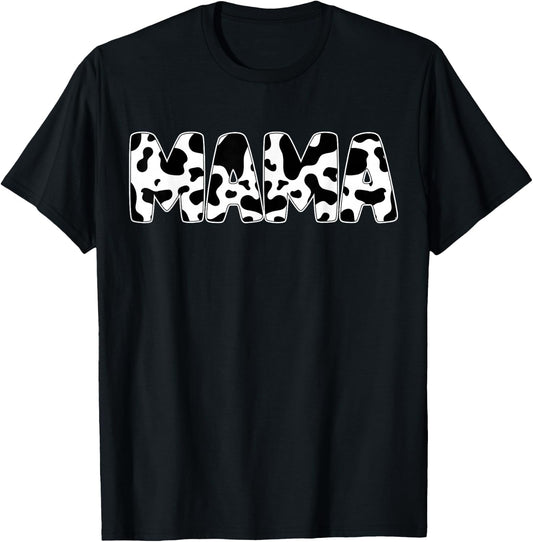 Mama Cow Print Cow Pattern Mother's Day T-Shirt - T-Shirt | Black