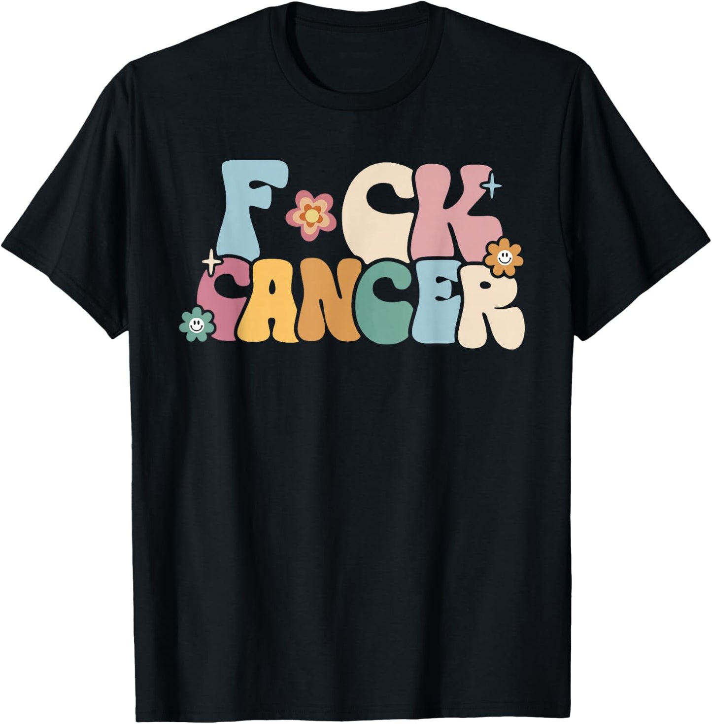 F Ck Cancer Groovy Retro T-Shirt - T-Shirt | Black