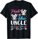 Pink Or Blue Uncle Loves You Cow Baby Gender Reveal Baby T-Shirt - T-Shirt | Black