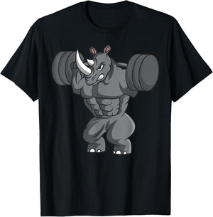 Rhino Weightlifter Rhinoceros Lover Wildlife Safari African T-Shirt - T-Shirt | Black