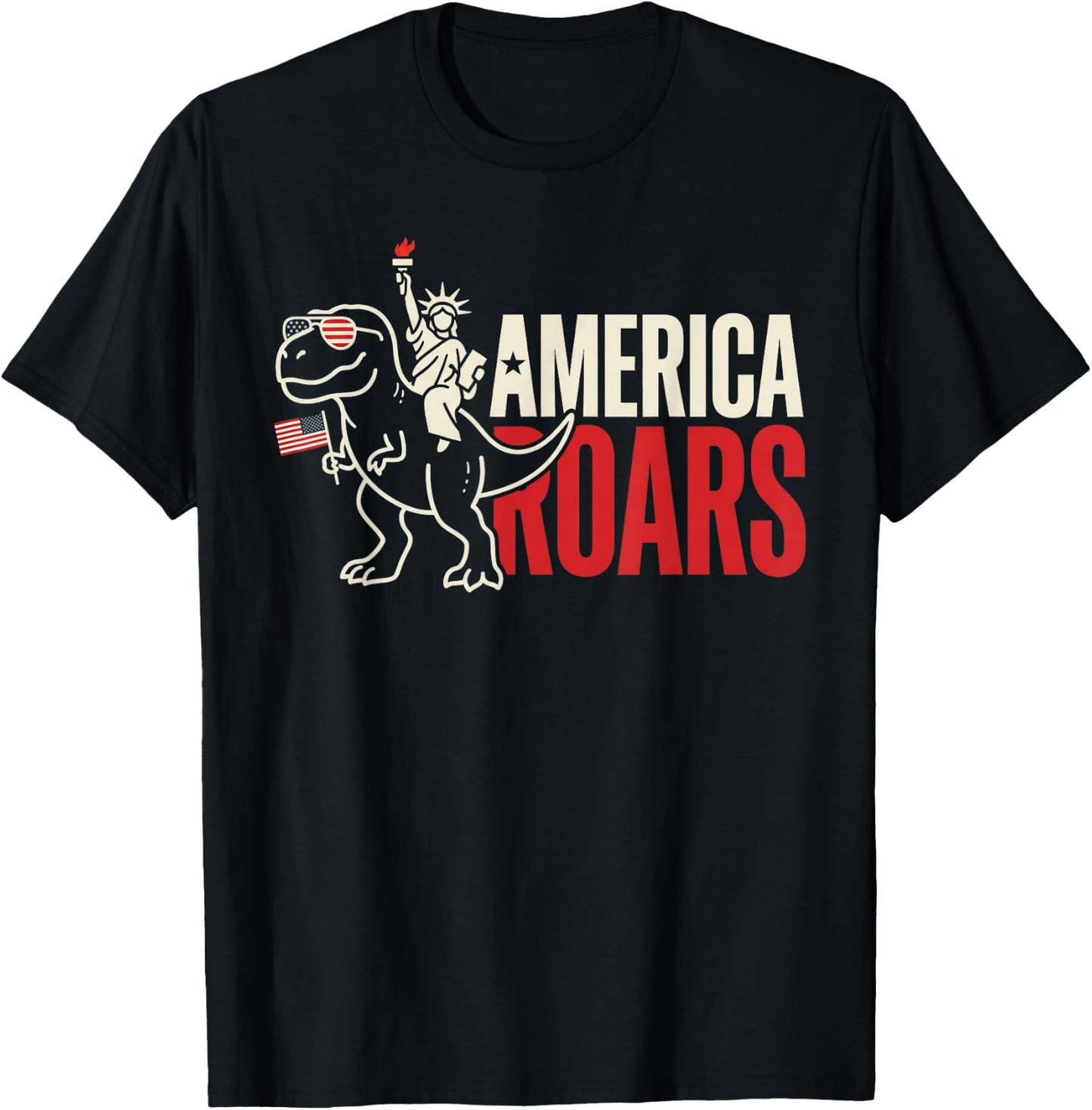 Statue of Liberty American Dinosaur Funny 4th of July Boys T-Shirt - T-Shirt | Black