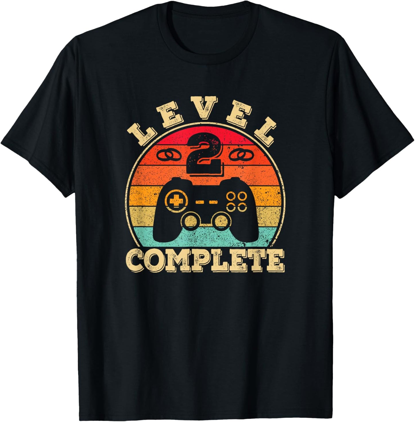 2nd Wedding Anniversary - 2 Years Married - Level 2 Complete T-Shirt - T-Shirt | Black