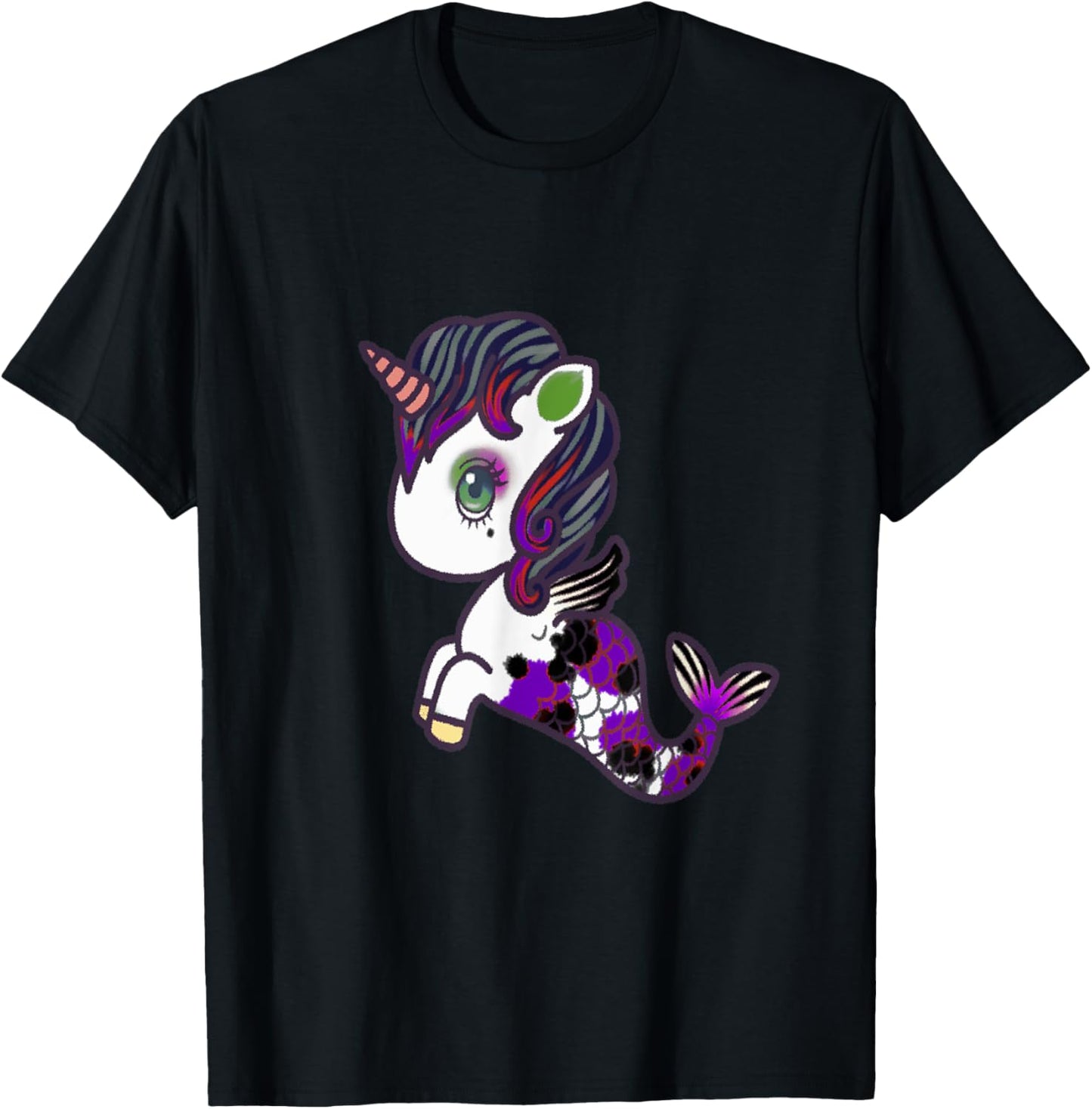 Mermaid Unicorn Mermicorno T-Shirt - T-Shirt | Black