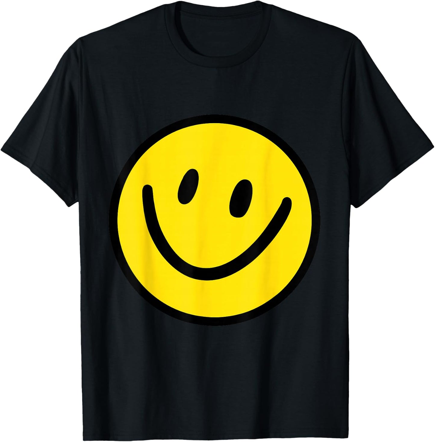 Happy Face Yellow Smile Emoticon , black T-Shirt - T-Shirt | Black