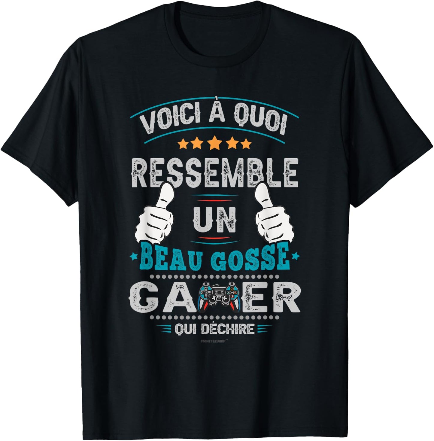 Gamer Beau Gosse Funny Man Boy Game Video Gaming , Black, S T-Shirt - T-Shirt | Black