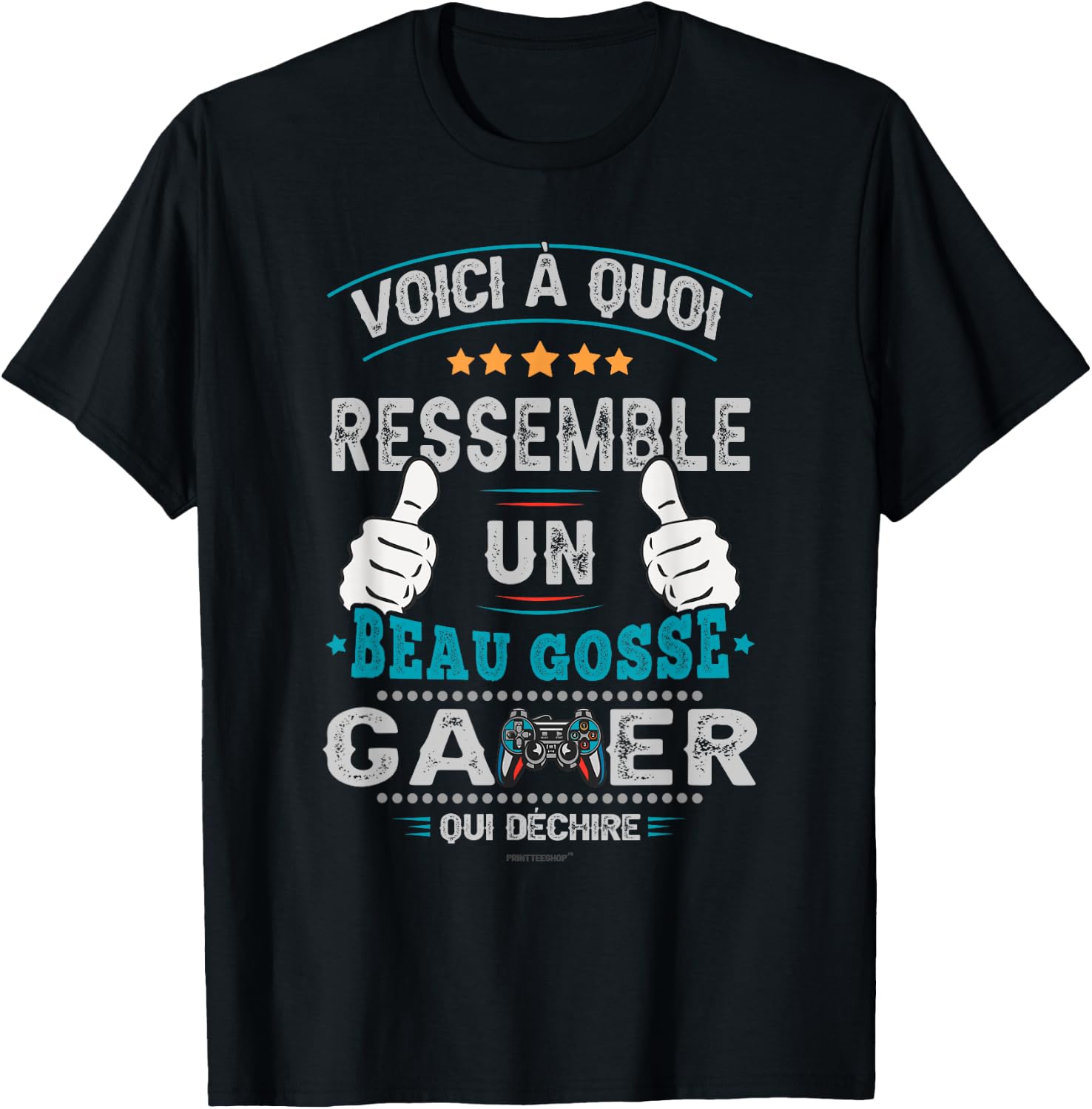 Gamer Beau Gosse Funny Man Boy Game Video Gaming , Black, S T-Shirt - T-Shirt | Black