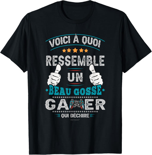 Gamer Beau Gosse Funny Man Boy Game Video Gaming , Black, S T-Shirt - T-Shirt | Black