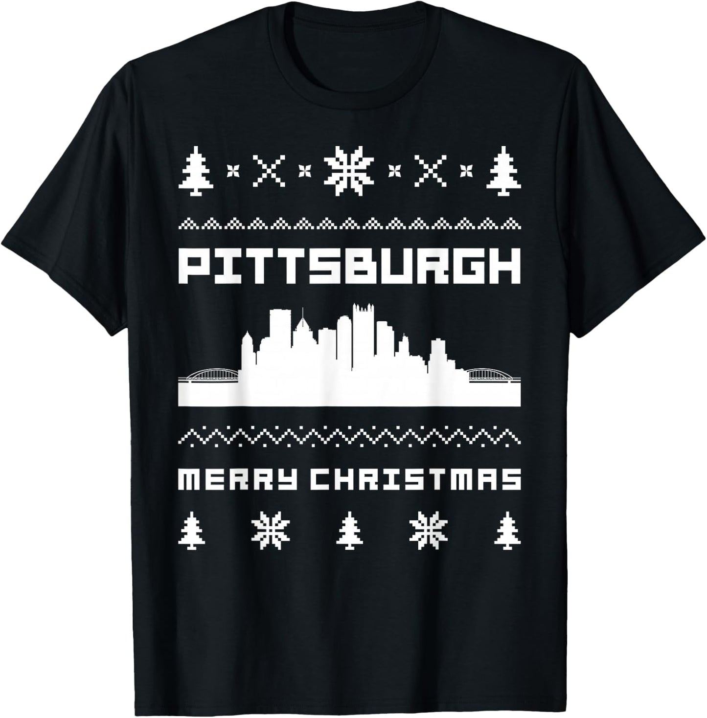 Pittsburgh Ugly Christmas Sweater T-Shirt - T-Shirt | Black