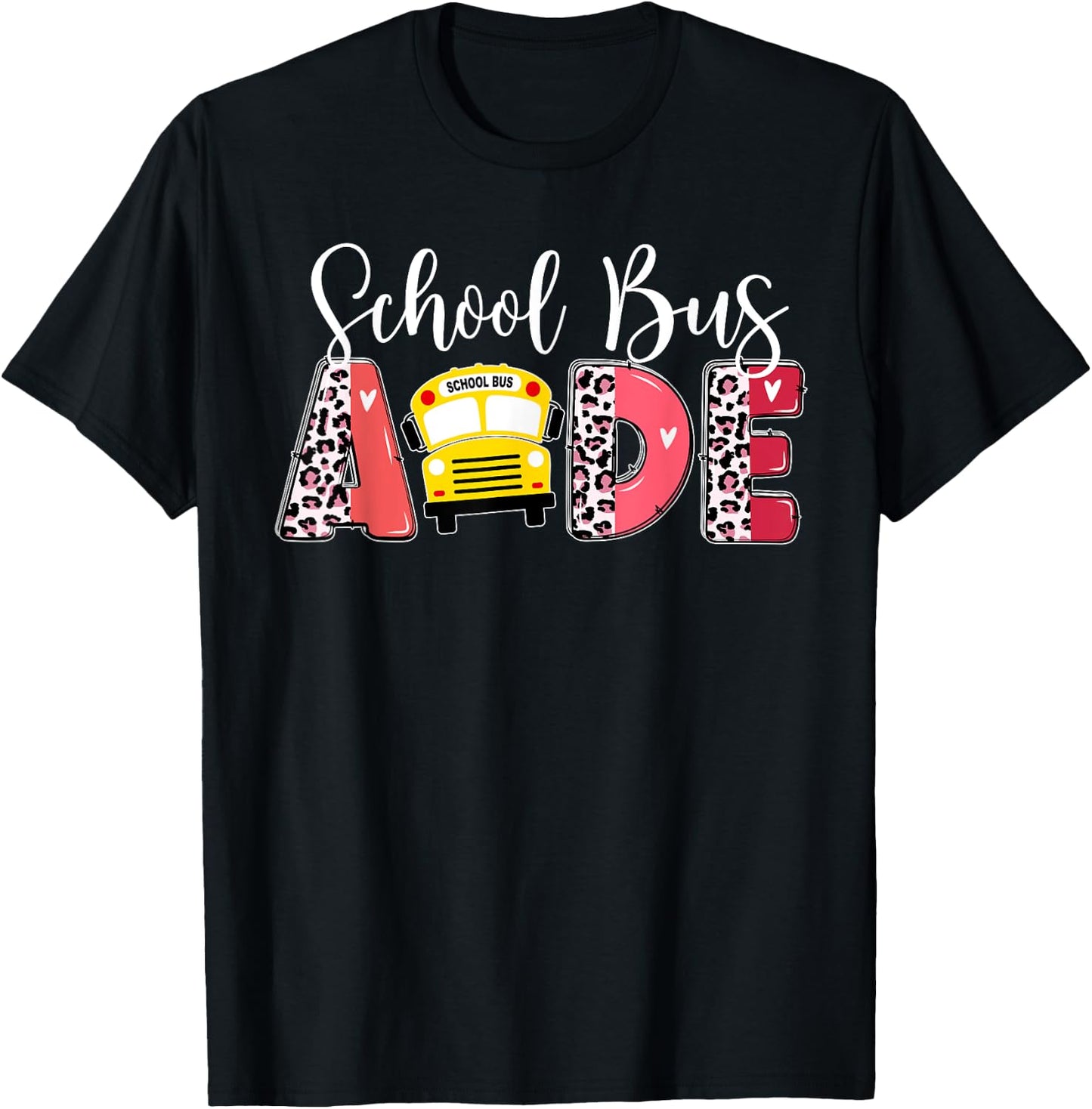 School Bus Aide Leopard Bus Aide T-Shirt - T-Shirt | Black